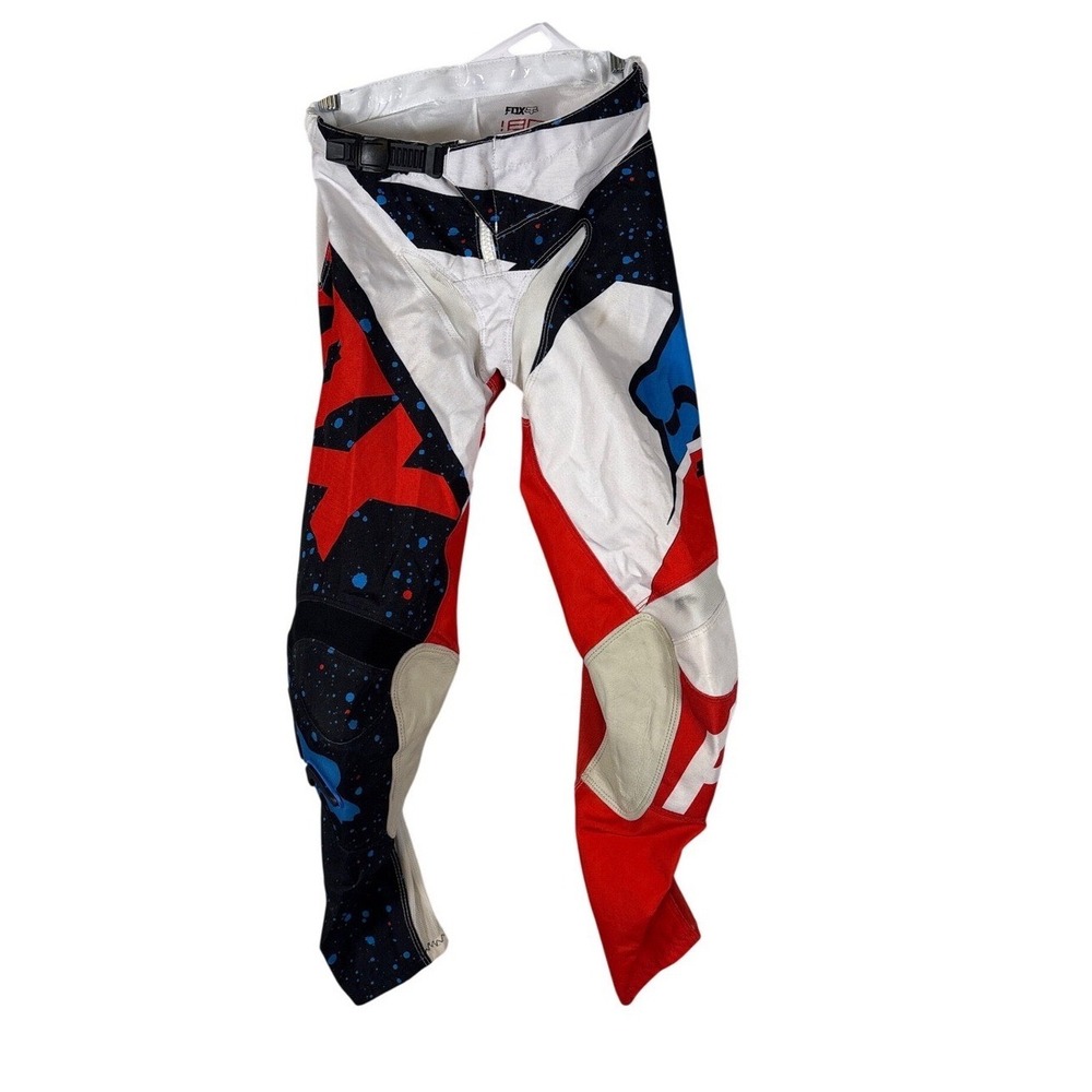 Fox Racing 180 Motocross Pants Red White Blue Star Splatter 17268 Youth 10-26